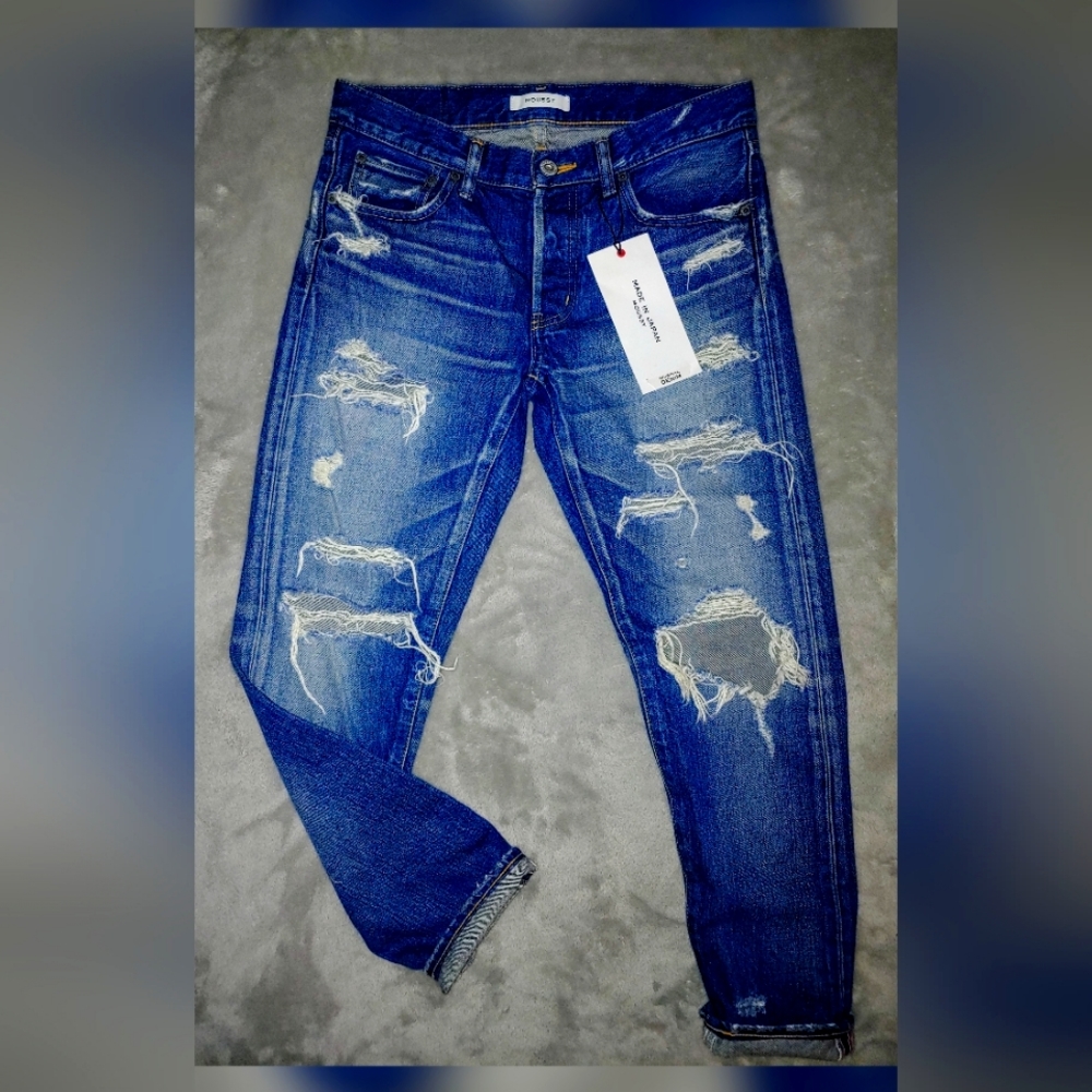 MOUSSY Originals Monterey Tapered Distressed Denim Jeans Sz 27
